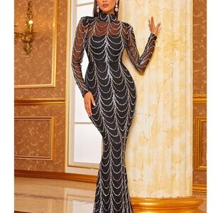 Missord Ripple Cocktail Dress - Sequin Maxi Gown Dress